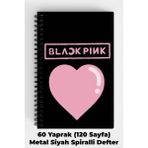 Anime Marketi Blackpink Kalp Tasarımlı A5 Spiralli Sert Kapak Defter 120 Sayfa