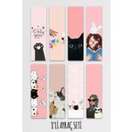 Anime Marketi Kedi Temalı Estetik Ayraç Seti 8'li Kitap Ayracı Seti 14,50x5cm Boyutunda