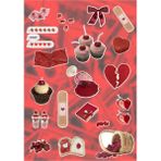 Anime Marketi Red Aesthetic Sticker Seti - Ajanda - Laptop - Telefon Sticker Seti 17 Adet