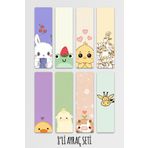Anime Marketi Tatlı Hayvanlar Desenli Estetik Ayraç Seti 8'li Kitap Ayracı Seti 14,50x5cm Boyutunda