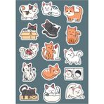 Anime Marketi Tatlı Kediler Temalı Sticker Seti Ajanda Laptop Telefon Sticker Seti 15 Adet