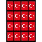 Anime Marketi Türk Bayrağı Pul Sticker Seti Ajanda Laptop Telefon Sticker Seti 16 Adet