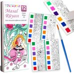 Animokids Renk Paletli Sulu Boya Kitabı + Fırça, 12 Sayfa Boyama Kitabı, Aktivite Boyama Seti, Çocuklar için Yeni Nesil Sulu Boya Defteri (Masal Rüyası)