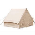 Anında Aile Çadırı 5-8 Kişi Pamuk Kanvas Çadır, Geniş Alan Şişme Çadır Açık Hava Glamping Kamp Kabin Çadırı Su Geçirmez Çadır Direği Olmadan Saniyeler İçinde Kolay Kurulum