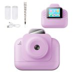 Anında Baskı Kamerası, 2.4 inç Ekran Toddler Taşınabilir Seyahat Kamerası, HD 1080P Video Kaydı, Filtreler, Oyunlar, MP3 Oynatma Ile Mürekkep Ve Tonere İhtiyaç Var Olmaz (Gül pisti) (BLUE) (PURPLE)
