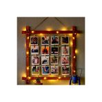 Anısepeti Ahşap Led Işıklı Ipli Mandallı Fotoğraf Çerçevesi 60x60 Büyük Boy