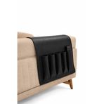 Anısepeti Deri Koltuk Kenarı Sehpa 40x80 cm Kaymaz Taban Çok Gözlü Koltuk Düzenleyici (Siyah/Taba/Vizon)
