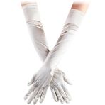 Anjetan Yıkanabilir Vintage Retro klasik dekoratif rahat fotoğraf Prop kostüm eldiven saten su geçirmez Vintage moda klasik nefes basit uzun sineklik eldiven dirsek eldiven cadılar bayramı için