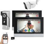 ANJIELO SMART Kablolu Görüntülü İnterkom Sistemi Tuya WiFi 7 Inç Dokunmatik Ekran 1080P Kapı Zili Kamera Akıllı Tuya APP İnterkom Kiti Hareket Algılama ile (1doorbell+2monitor+1camera)