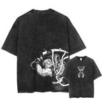 Anjinguang Tokitou Muichirou T-Shirt Anime Tshirt erkekler kadınlar için Agatsuma Zenitsu yıkanmış Vintage siyah rahat T Shirt yaz kısa kollu TeeTops, Tip 2, 3XL