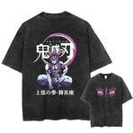 Anjinguang Tokitou Muichirou T-Shirt Anime Tshirt erkekler kadınlar için Agatsuma Zenitsu yıkanmış Vintage siyah rahat T Shirt yaz kısa kollu TeeTops, tip 5, XL