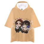 Anjinguang Üniseks Tanjiro/Nezuko/Tomioka Giyuu/Agatsuma Zen'itsu Anime Tişörtleri Cosplay3D Baskılı Günlük Bol Bisiklet Yaka Yazlık Tişört Kapüşonlu Kısa Kollu Tişört Bol Kısa Kollu Üst, tip 6, L