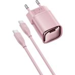 Anka Cep Cep Telefonu Aksesuarları General Mobile Gm 21 Plus Uyumlu 30W Type-C To Type-C Kalblolu Renkli Şarj Aleti - Pembe