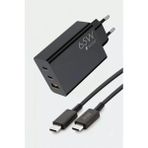 Anka Cep Cep Telefonu Aksesuarları General Mobile Gm 21 Plus Uyumlu 65W USB + Pd + Pd Girişli Fast Type-C Şarj Aleti SG88 - Siyah