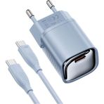 Anka Cep Cep Telefonu Aksesuarları General Mobile Gm 22 Plus Uyumlu 30W Type-C To Type-C Kalblolu Renkli Şarj Aleti - Mavi
