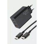 Anka Cep Cep Telefonu Aksesuarları General Mobile Gm 22 Plus Uyumlu 65W USB + Pd + Pd Girişli Fast Type-C Şarj Aleti SG88 - Siyah