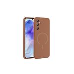 Anka Cep Cep Telefonu Aksesuarları Samsung Galaxy A55 ile Uyumlu M-safe Şarj Özellikli Meta Kapak Kılıf Kahverengi, ZR-Meta-A55 Kılıf