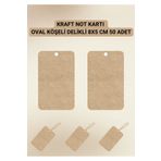 anka design 50 Adet 8x5 Cm Kraft Baskısız Kart Kartvizit Not Kartı Hediye Notu Oval Köşeli Delikli