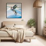 Anka Kuşu Yağlı Boya Dokulu Tablo 80X80 Siyah Çerçeveli