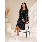 Anka Stil Elbise - 44 - Siyah - Beyaz