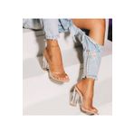 ANKA Trendy Kadın Nude Ten Bej 10cm Şeffaf Topuklu Yuvarlak Burunlu Stiletto Ayakkabı Terlik Nude 38
