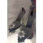 ANKA Trendy Kadın Princess Siyah Kadeh Şeffaf Topuklu Kristal Taşlı Stiletto Sivri Burunlu Abiye Ayakkabı siyah 37