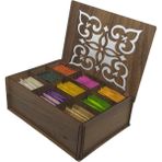 Anka Wood Ahşap Gediz Renk Çay Kutusu 9 Bölmeli Kapaklı Bitki Çayı Saklama Kabı ( Çaylar Dahil) Tea Box