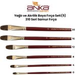 AnkaArt 310 Seri Samur Fırça Seti Yağlı ve Akrilik Boya İçin Yumuşak Kıllı 5 Parça Set
