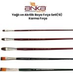 AnkaArt Yağlı ve Akrilik Boya Fırça Seti 12 Karma Fırça