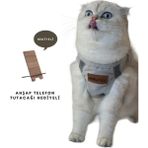 Ankaflex Kedi Göğüs Tasması Kedi Gezdirme Tasması Kediler Için - Gri