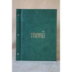 ankara menü A4 Deri Menü Kabı - Kabartma Desenli Restoran & Kafe Menü Klasörü - Yeşil