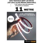 Ankara Teknik 220V Trafosuz Şerit LED Beyaz Renk (120 Ledli). Anahtarlı Arapuar Kablolu/ Tak Çalıştır/ 11 Metre