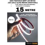 Ankara Teknik 220V Trafosuz Şerit LED Beyaz Renk (120 Ledli). Anahtarlı Arapuar Kablolu/ Tak Çalıştır/ 15 Metre