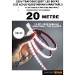 Ankara Teknik 220V Trafosuz Şerit LED Beyaz Renk (120 Ledli). Anahtarlı Arapuar Kablolu/ Tak Çalıştır/ 20 Metre