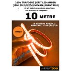 ankarateknik 220V Trafosuz Şerit Led Amber Renk (120 Ledli). Anahtarlı Arapuar Kablolu/ Tak Çalıştır/ 10 Metre