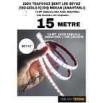 ankarateknik 220V Trafosuz Şerit Led Beyaz Renk (120 Ledli). Anahtarlı Arapuar Kablolu/ Tak Çalıştır/ 15 Metre