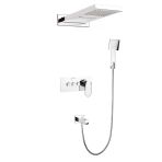 Ankastre Duş Seti 550X220 Mm Şelale&Yağmur Panel 3 Yönlü Butonlu Sus 304 Paslanmaz Pirinç Krom Kap