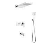 Ankastre Duş Seti 550X220 Mm Yağmur Panel 3 Yönlü Butonlu Sus 304 Paslanmaz Pirinç Krom Kap
