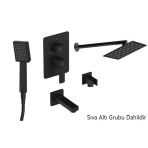 Ankastre Duş Seti (Siyah) Pedra Çevirmeli Bns05-S