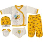 Ankaverse 5'li Şişme Mini Arı Desenli Unisex Zıbın Takımı – Yenidoğan Seti - 001-Renkli