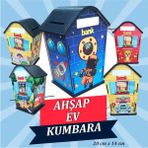 Ankebut Ahşap Renkli Ev Kumbara