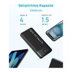 Anker 326 20000 Mah Taşınabilir Hızlı Şarj Cihazı - Usb-C - 15W 2 Çıkışlı Powerbank - Siyah - A1367 (Anker Türkiye Garantili) Kutu Hasarlı