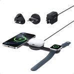 Anker MagGo 3'ü 1 arada kablosuz şarj istasyonu, MagSafe uyumlu, Qi2 MagGo sertifikalı indüksiyon şarj cihazı, 15 W, katlanabilir seyahat şarj cihazı, iPhone 16/15/14, AirPods, Apple Watch (USB-C şarj