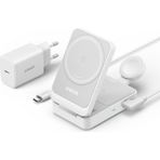 Anker Maggo Kablosuz Şarj Istasyonu (Katlanabilir 3'ü 1 Arada) - MagSafe için Apple Watch Şarj Cihazı (40W USB-C Şarj Cihazı Dahil) - B2557 - Beyaz
