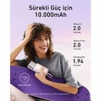 Anker Zolo Powerbank 10K 30W Dahili C Kablo Siyah