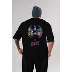 Ankhises Batman Joker Arka Baskılı Siyah Oversize t-shirt Bisiklet Yaka pamuk Erkek Kadın