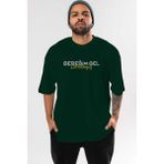 Ankhises Bebeğim Gel Locadayız Ön Baskılı Zümrüt Yeşili Oversize T-Shirt Erkek Kadın Bisiklet Yaka