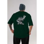 ankhises Boombox Rockstar Arka Baskılı Zümrüt Yeşili Oversize T-Shirt Unisex Erkek Kadın Bisiklet Yaka
