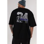ankhises Brooklyn 24 Arka Baskılı Siyah Oversize T-Shirt Erkek Kadın Bisiklet Yaka - M