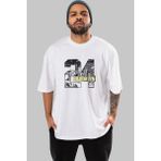 ankhises Brooklyn 24 Ön Baskılı Beyaz Oversize T-Shirt Erkek Kadın Bisiklet Yaka